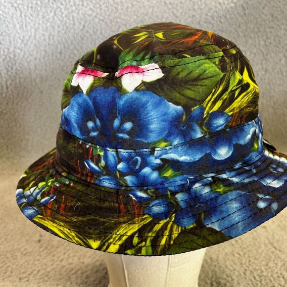 Original Chuck Bucket Hat Hawaiian Flower Print Blue Beach Sailing Sun Cap Lake - Picture 4 of 11